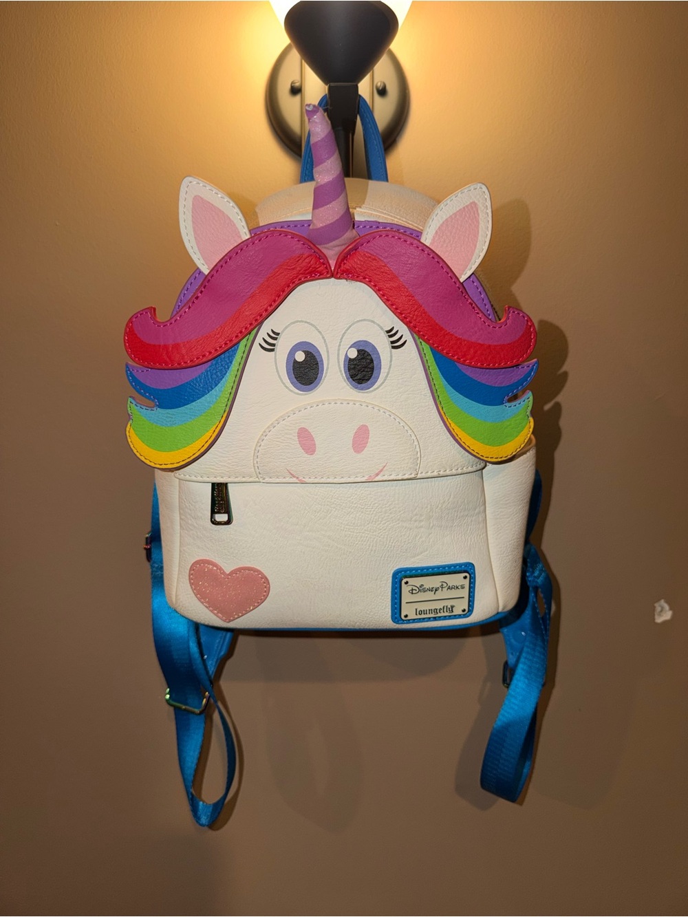 Loungefly Disney Parks White Rainbow Unicorn Mini Backpack